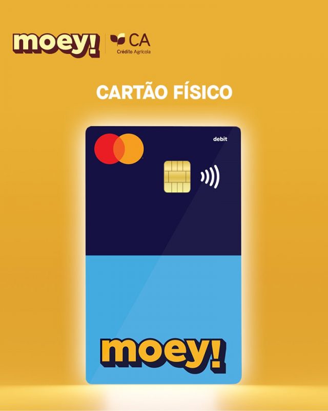 Cartão físico de débito do banco moey!